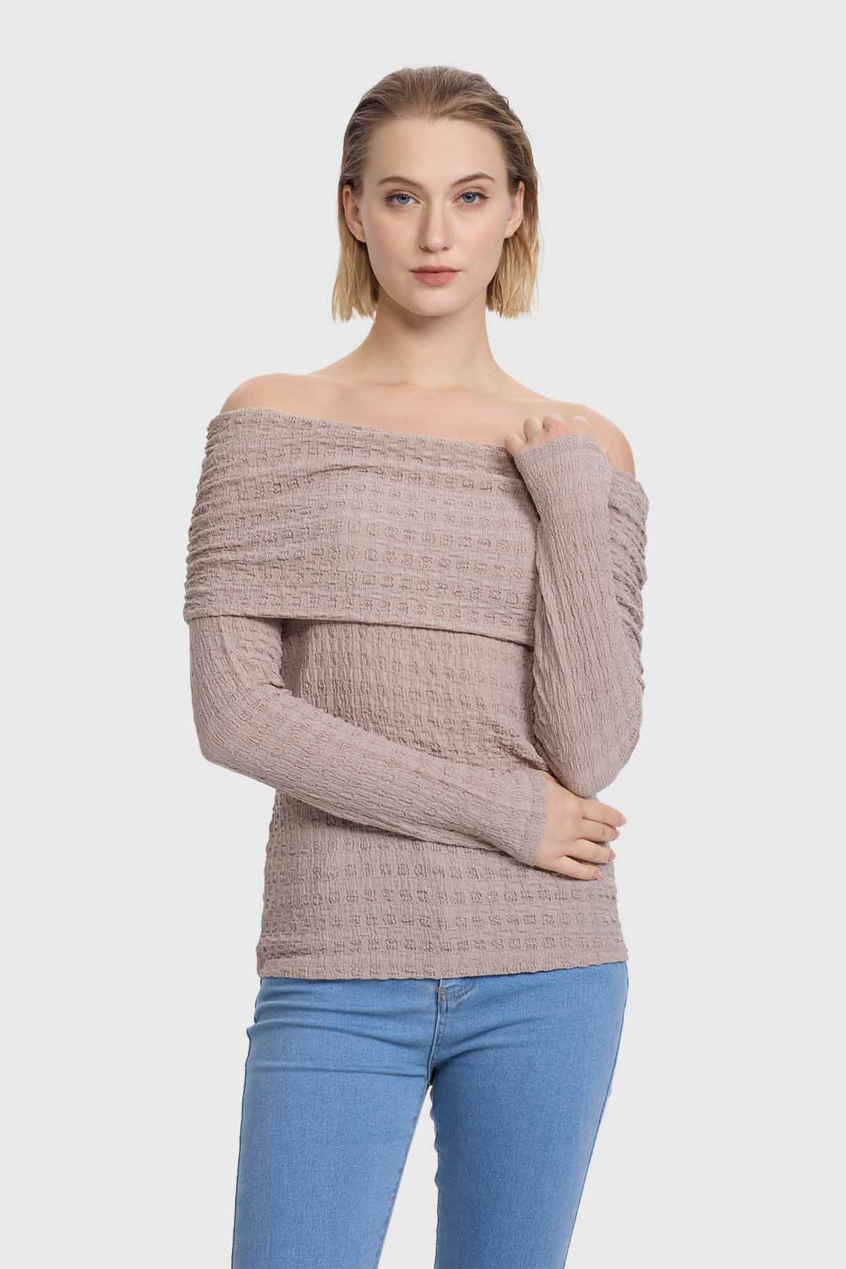 Polera Mujer C/Bardot Doblado Arena