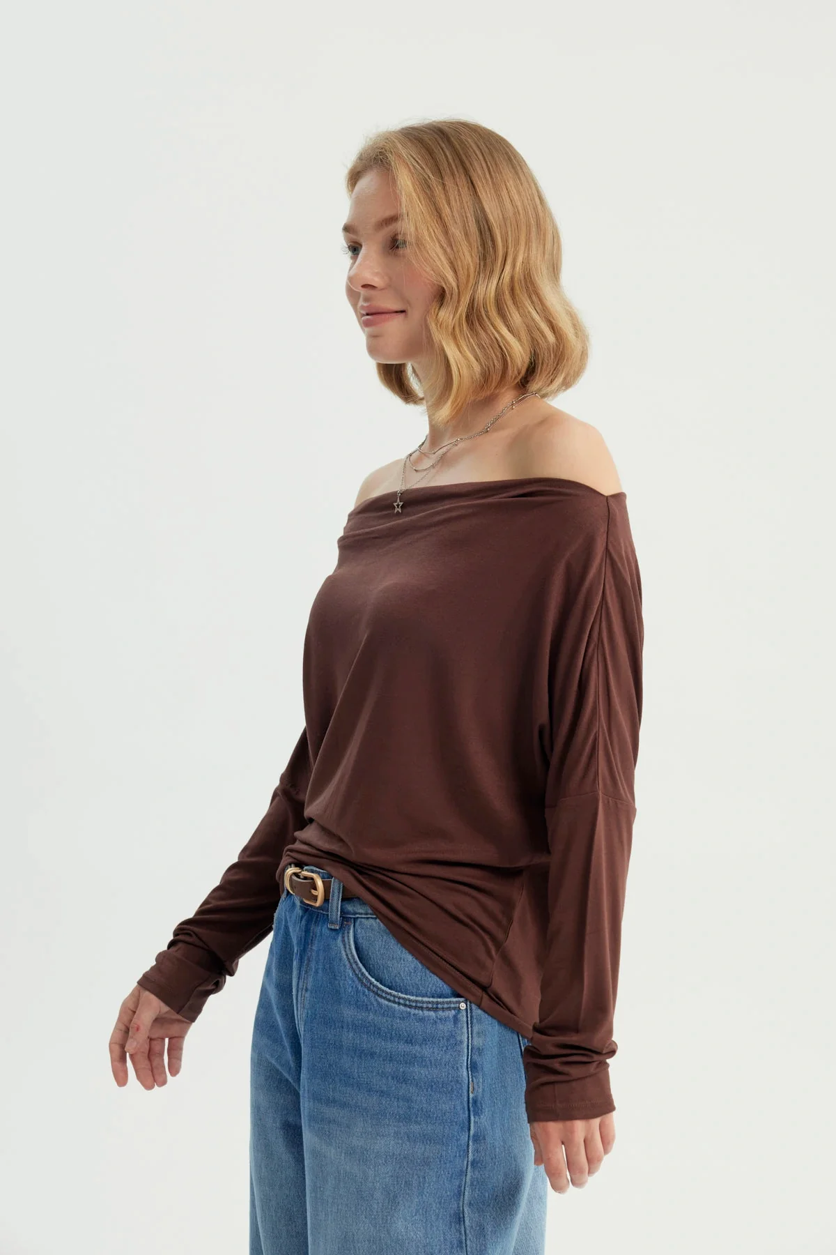 Polera Mujer Clásica Café Oscuro - Image 2