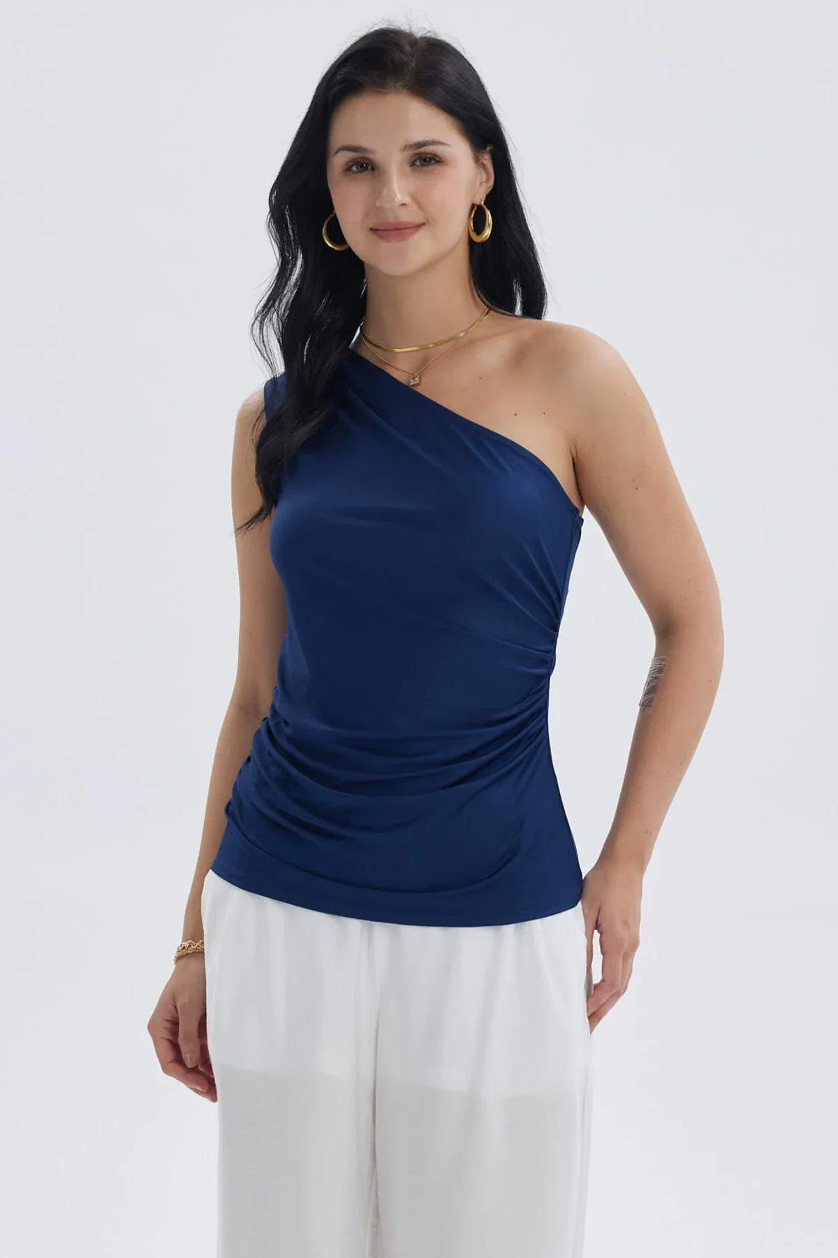 Polera Mujer Con Botones Azul Oscuro