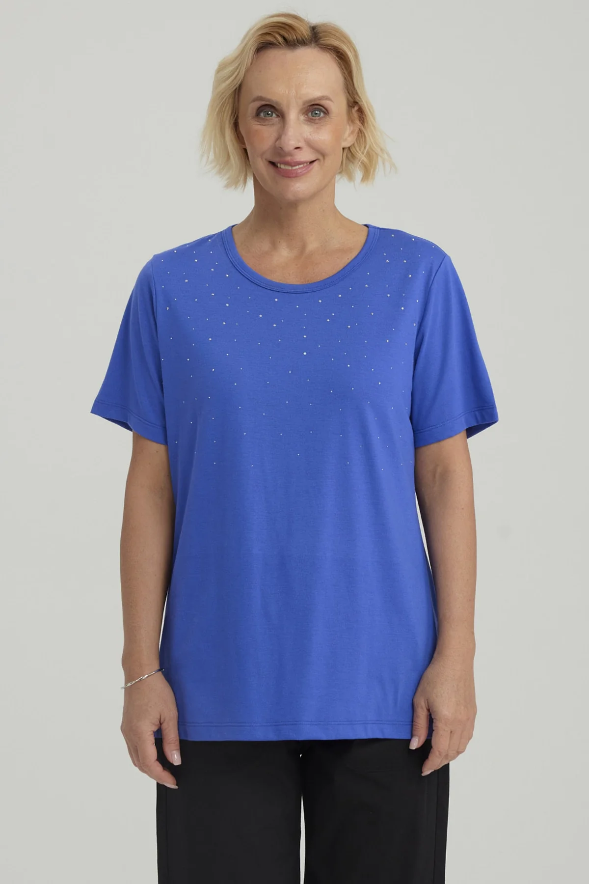 Polera Mujer Con Tachas Azulino