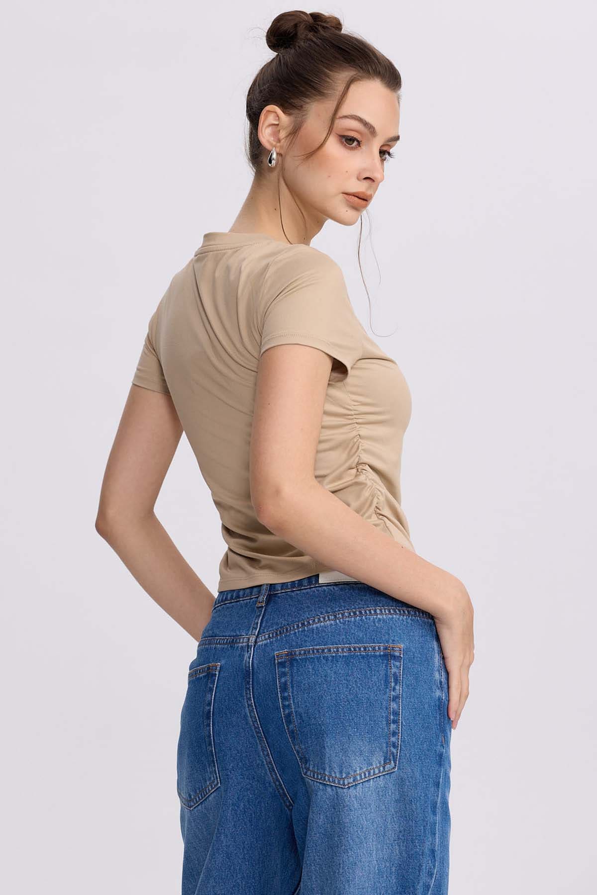 Polera Mujer Deporte Beige - Image 3