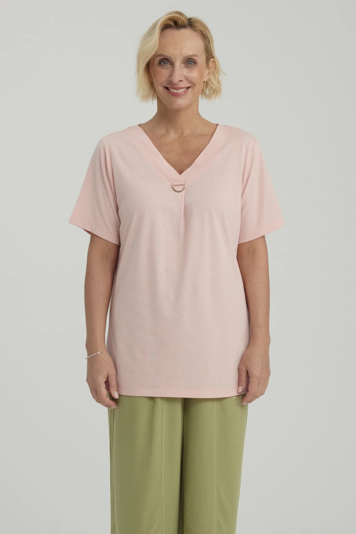 Polera Mujer Detalle Escote Palo Rosa