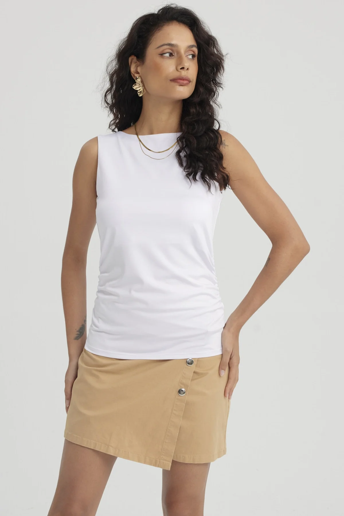 Polera Mujer Doble Capa Delantera Blanco