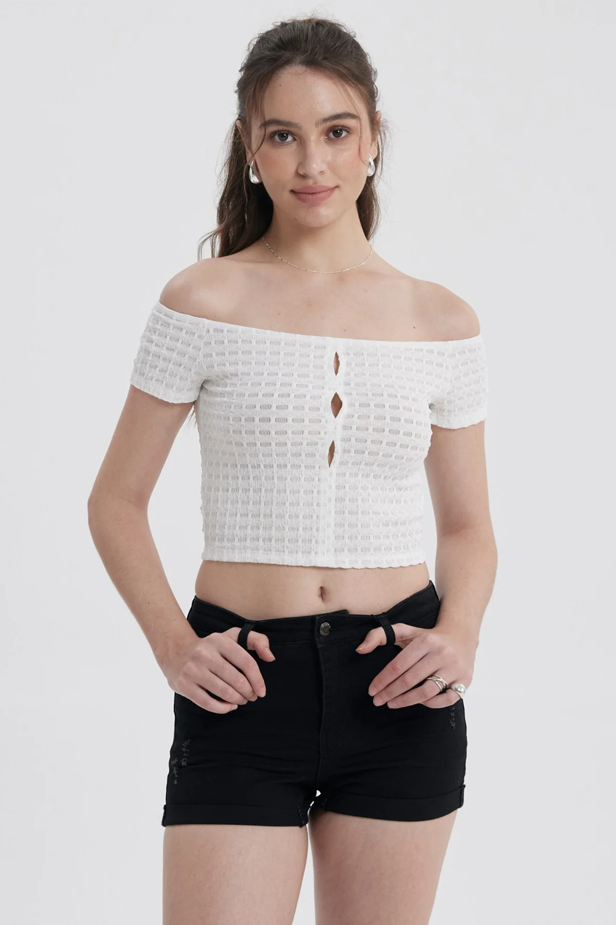 Polera Mujer Escote Bardot Blanco