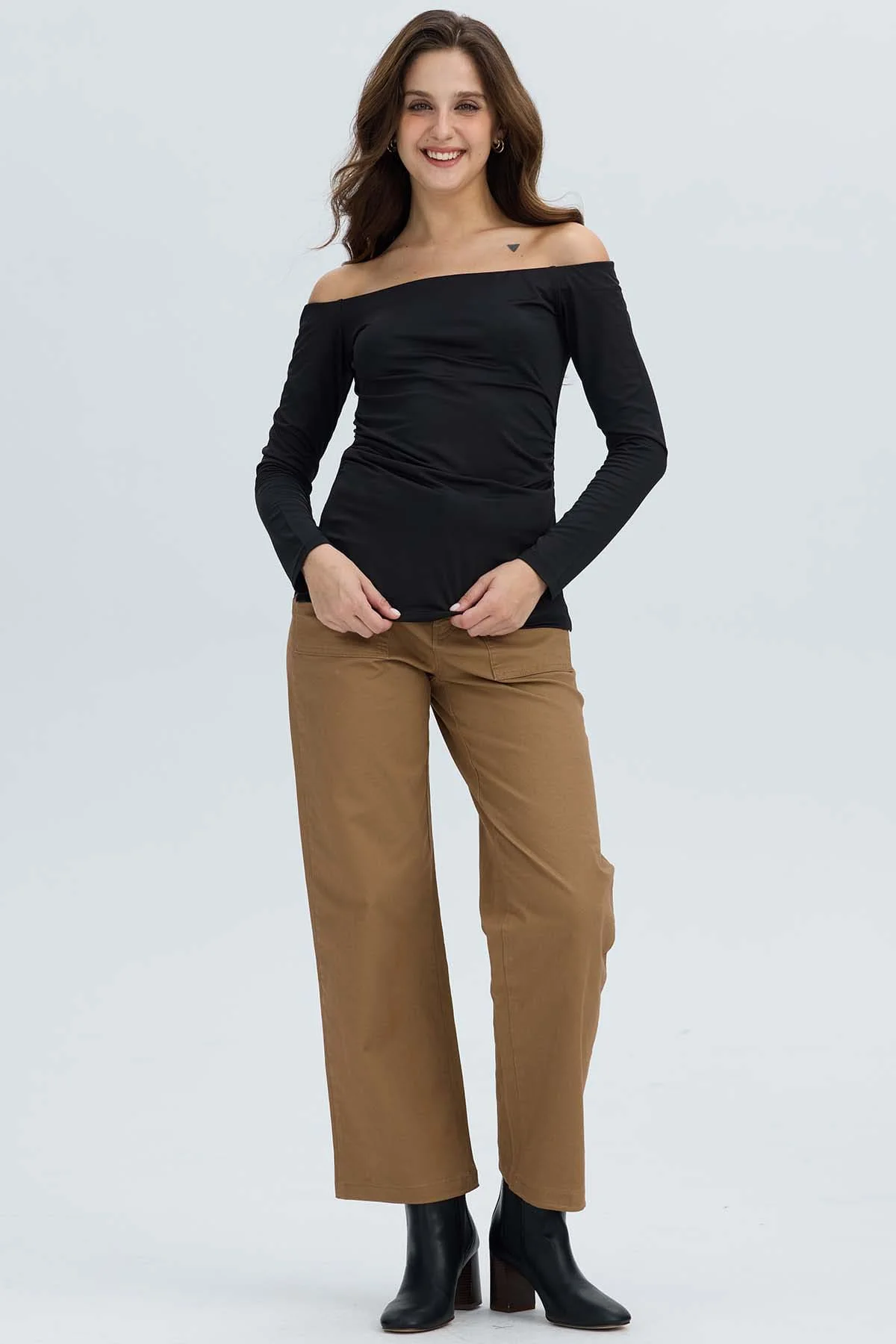 Polera Mujer Escote Bardot Negro - Image 4