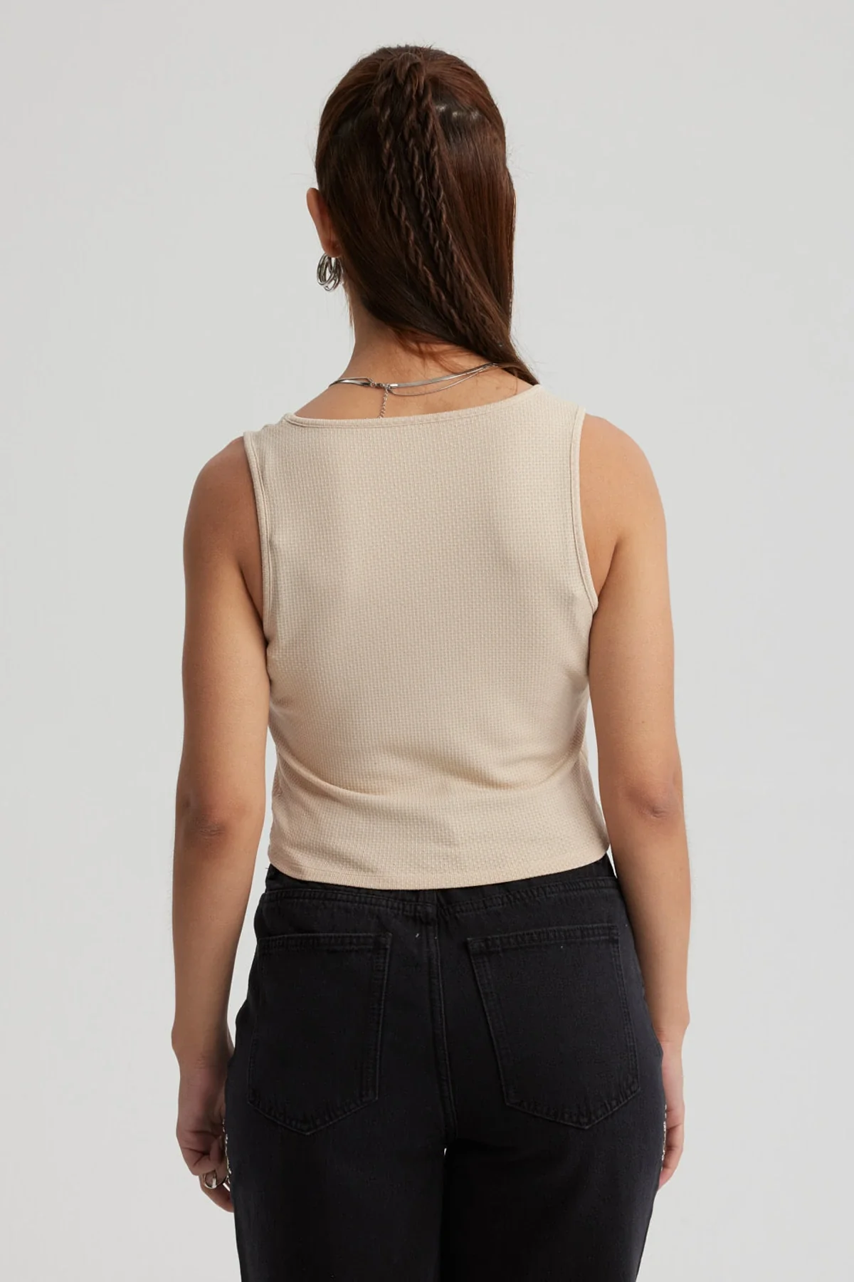 Polera Mujer Escote Corazón Beige - Image 3