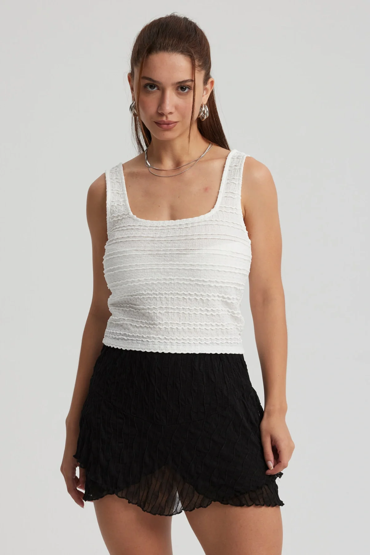 Polera Mujer Escote Cuadrado Blanco