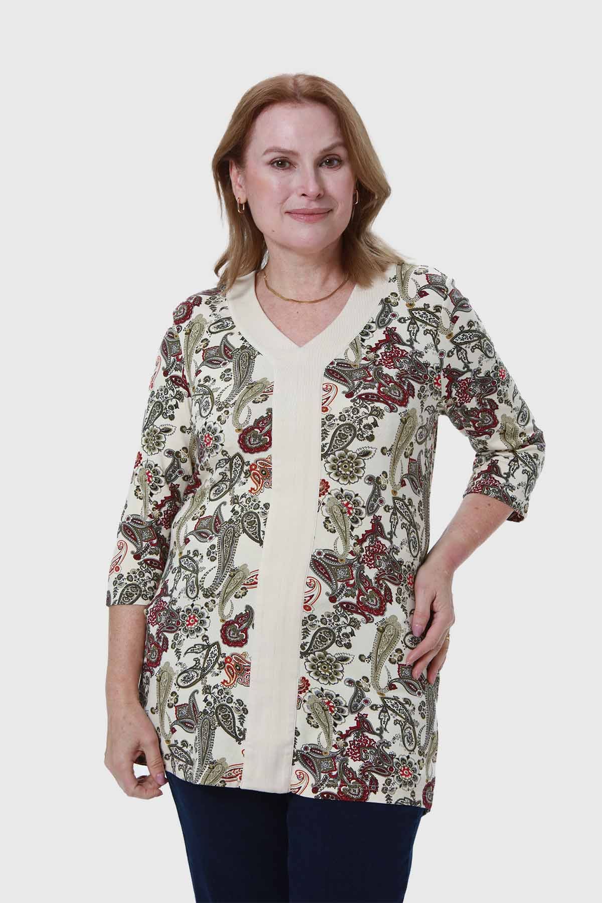 Polera Mujer Print Guinda