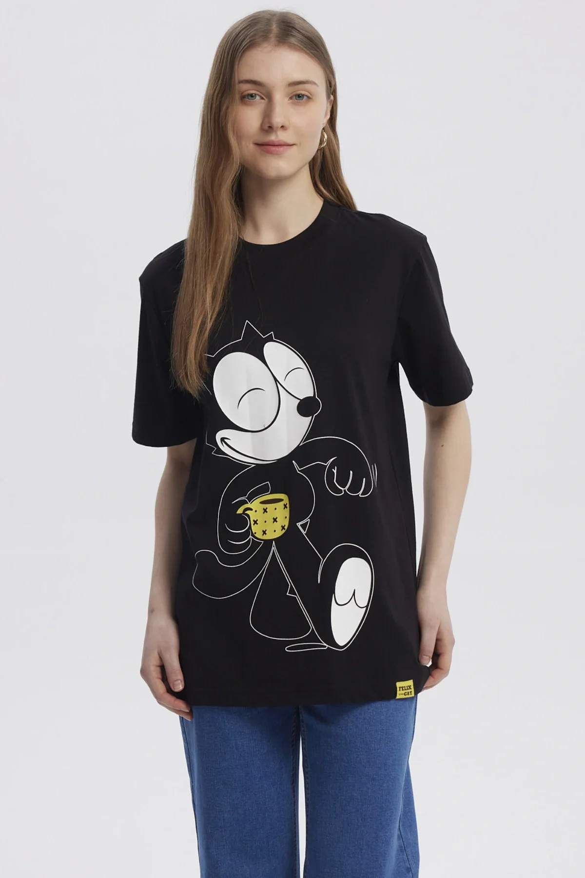 Polera Mujer Gato Felix Negro