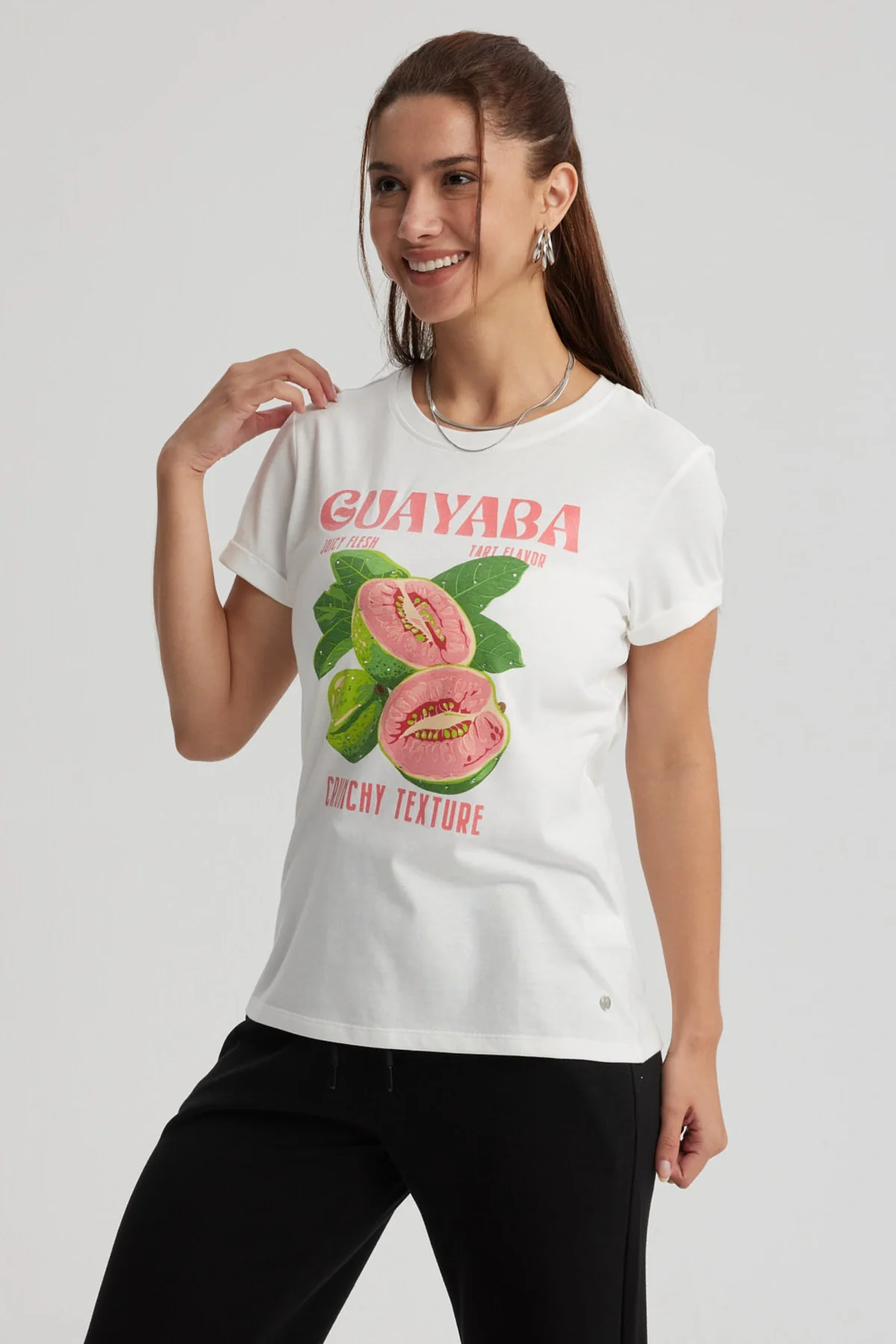 Polera Mujer Gráfica Roll Up Crudo / Rosado