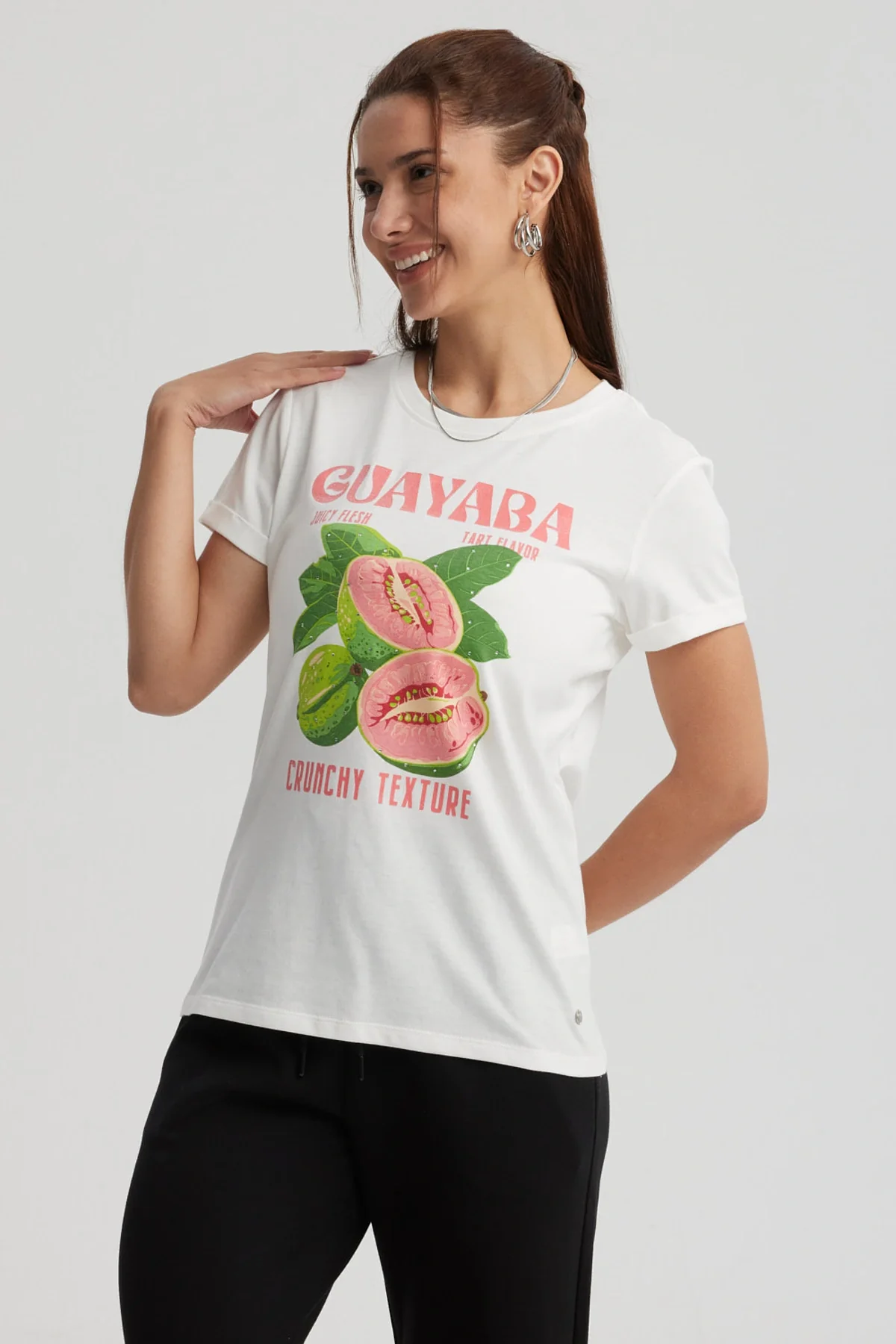Polera Mujer Gráfica Roll Up Crudo / Rosado - Image 3