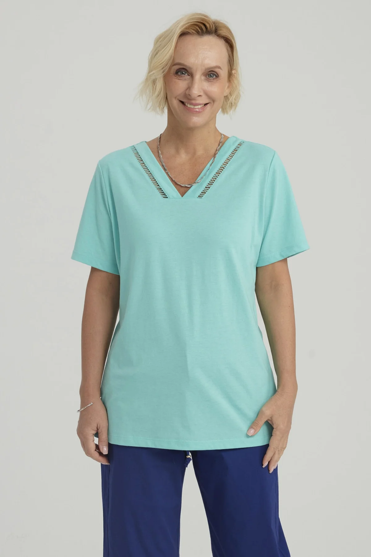 Polera Mujer Lisa Turquesa
