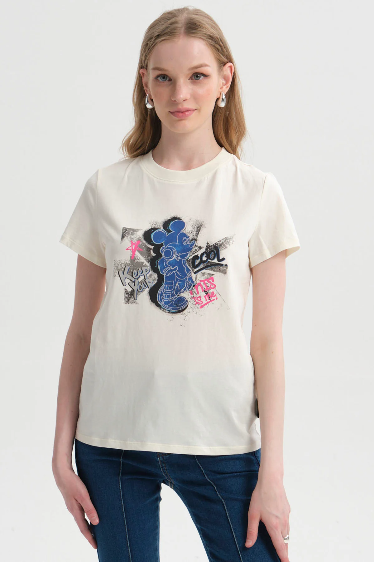 Polera Mujer Mickey Beige