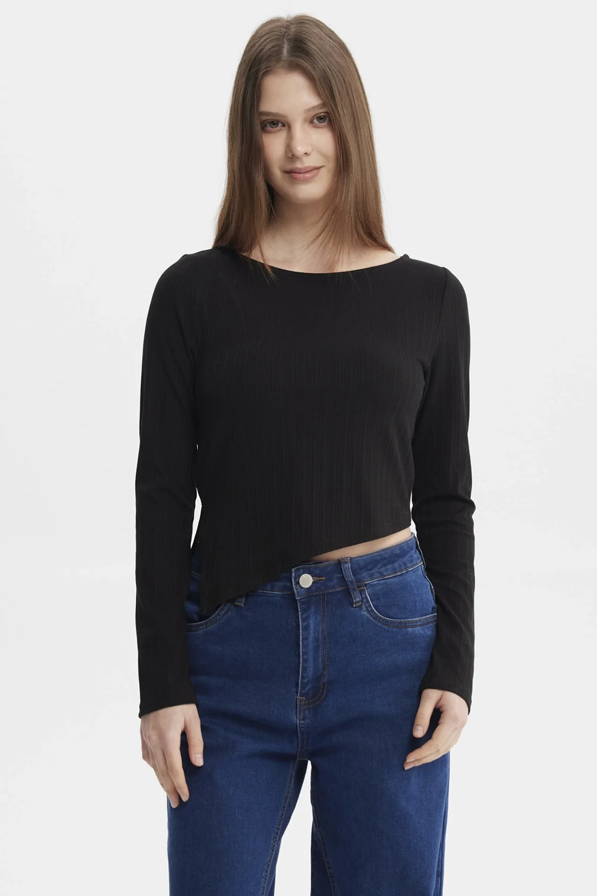 Polera Mujer Ojetillo En Costado Negro