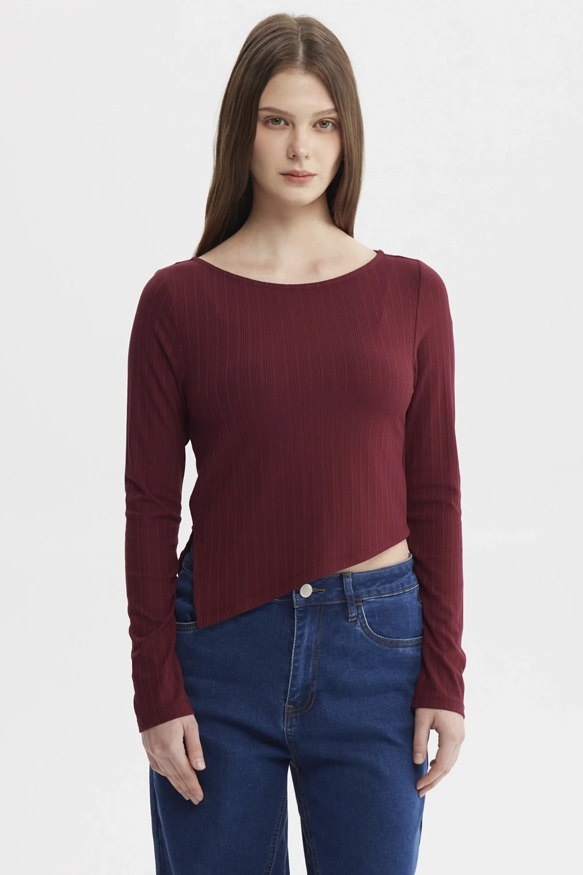 Polera Mujer Ojetillo En Costado Rojo