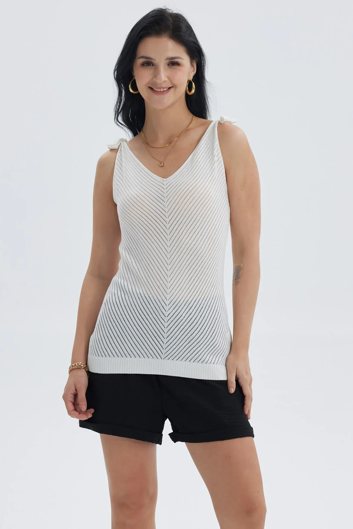 Polera Mujer Pabilo Con Nudo Crudo