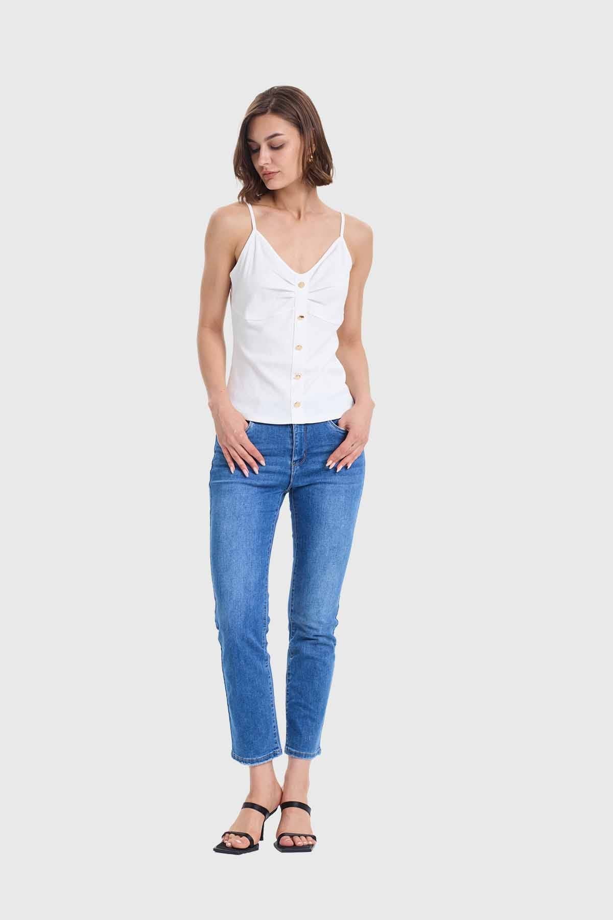 Polera Mujer Pábilo Rib Botones Crudo - Image 4