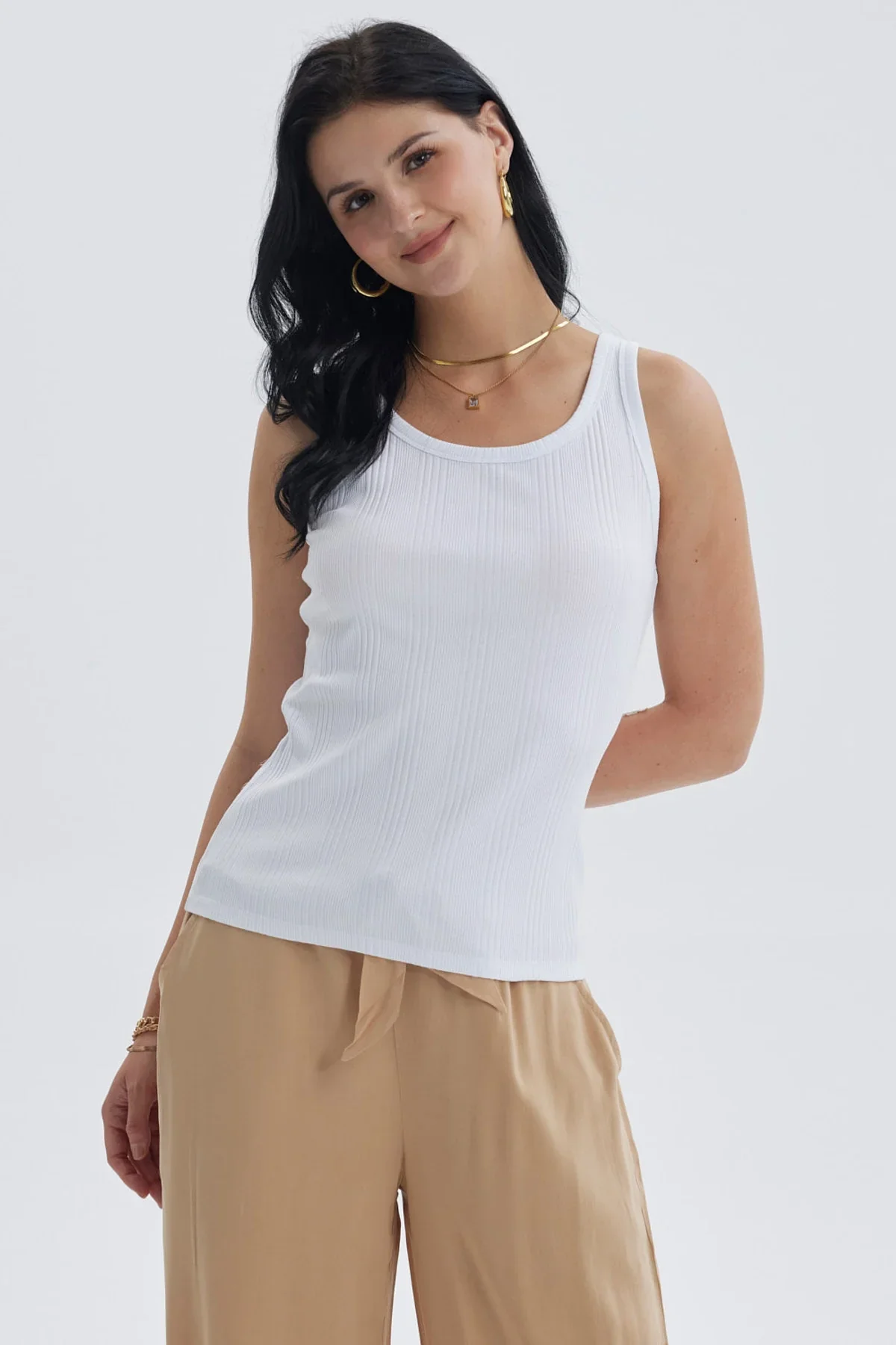Polera Mujer Rib Lisa Blanco