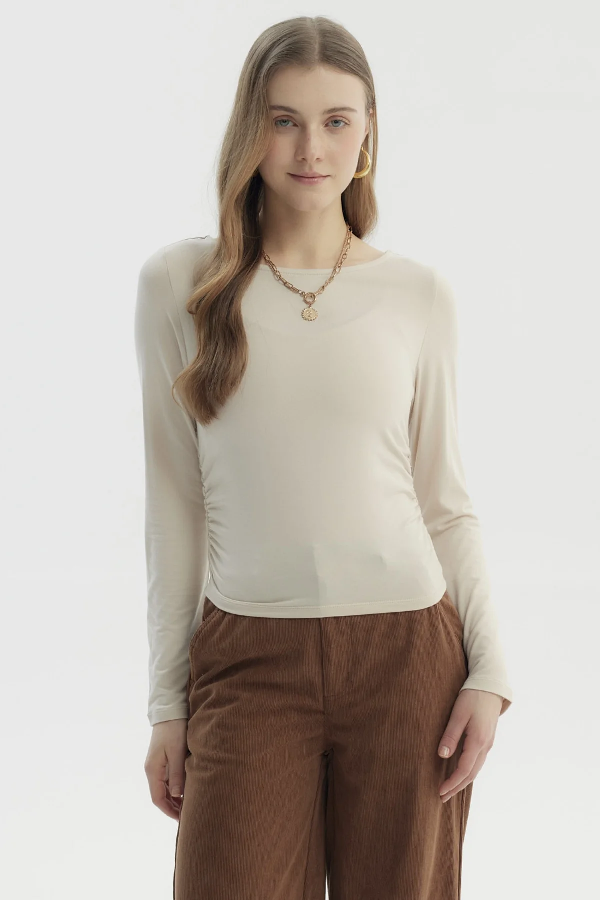 Polera Mujer Slim Beige Claro