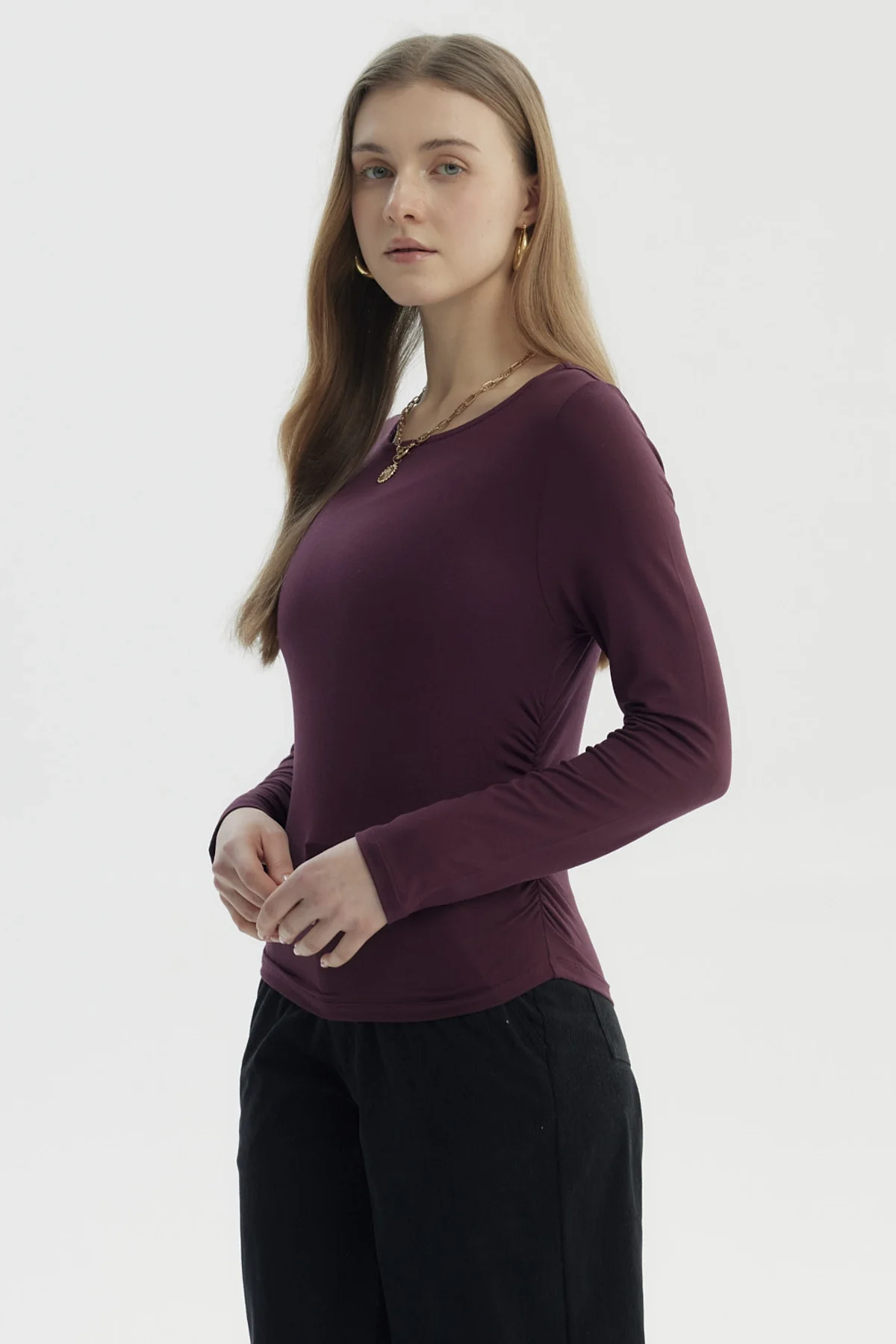 Polera Mujer Slim Burdeo - Image 2