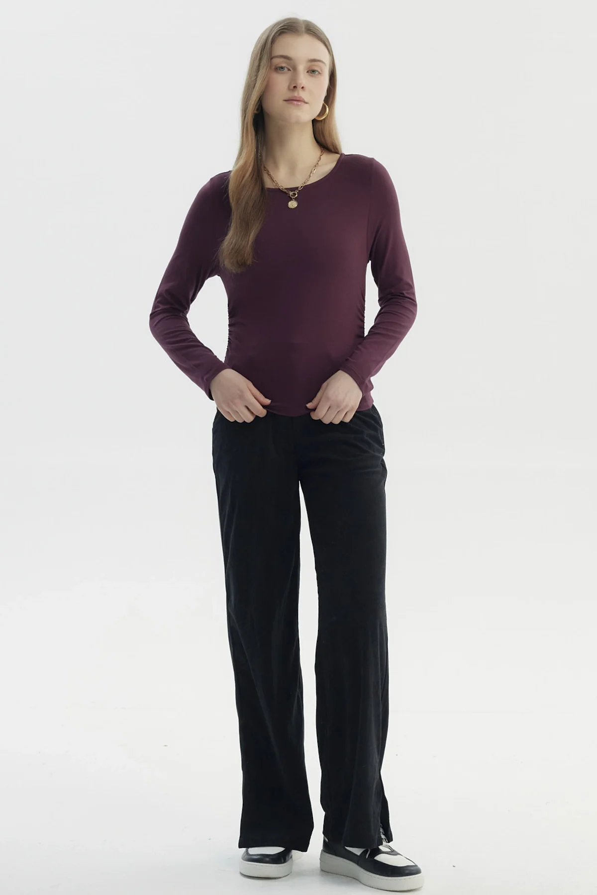 Polera Mujer Slim Burdeo - Image 4