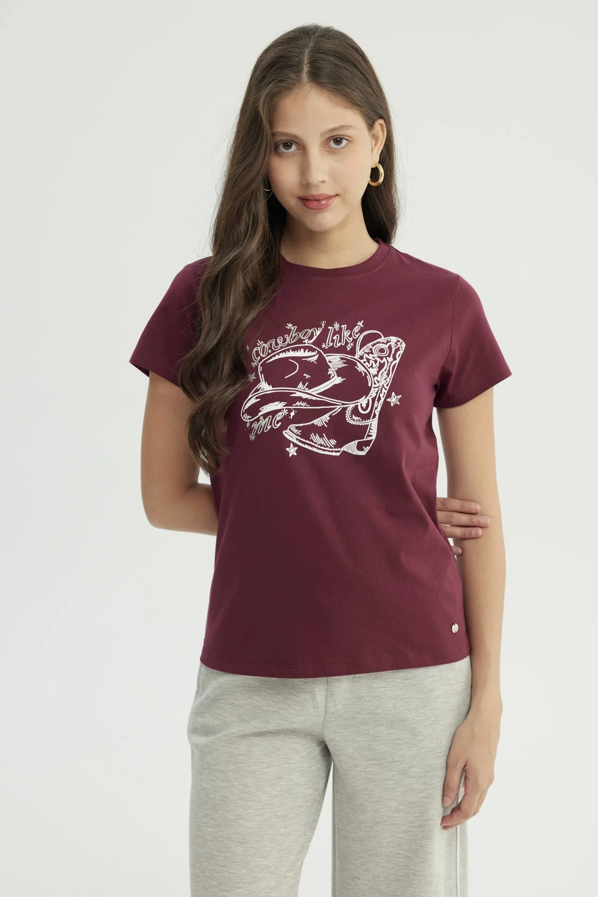 Polera Mujer Slim Burdeo
