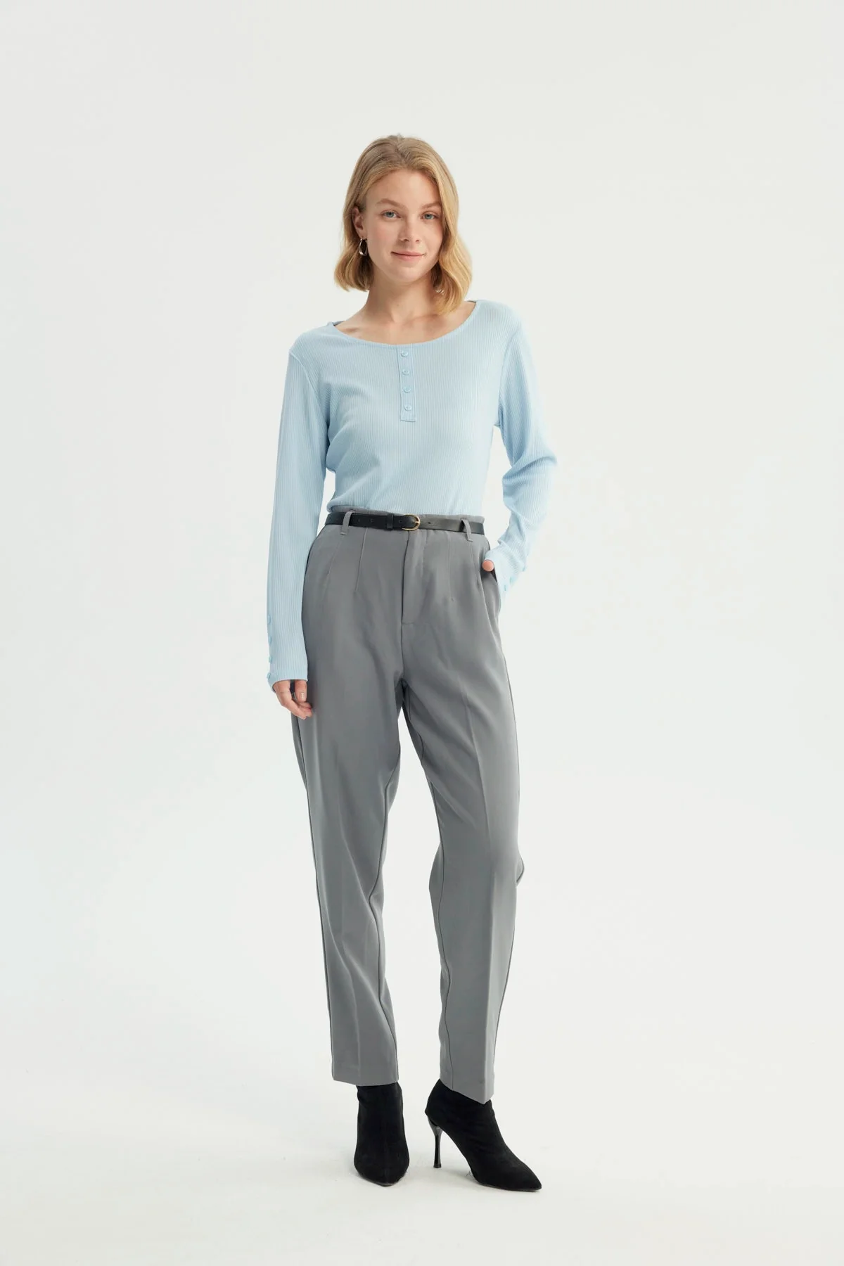 Polera Mujer Slim Celeste - Image 4