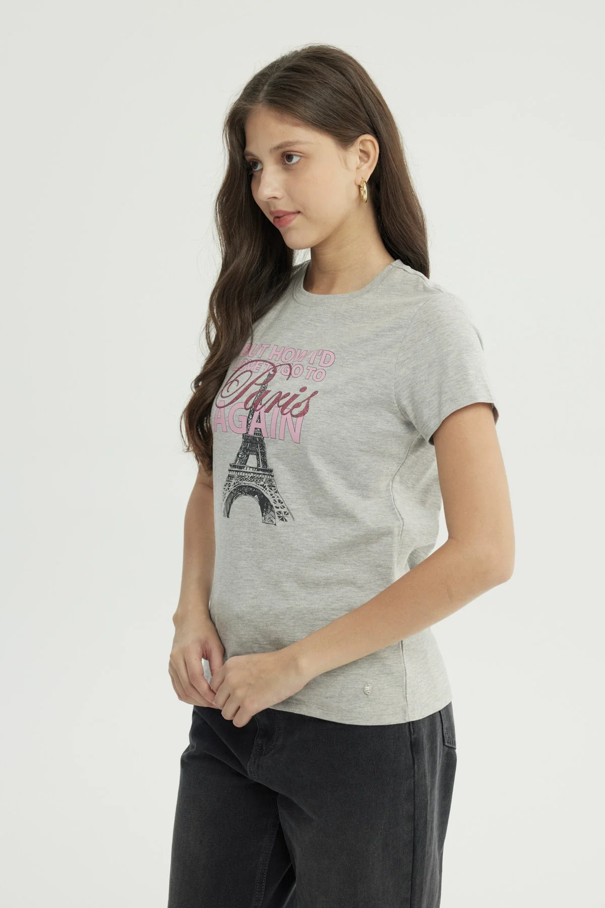 Polera Mujer Slim Gris Melange - Image 2