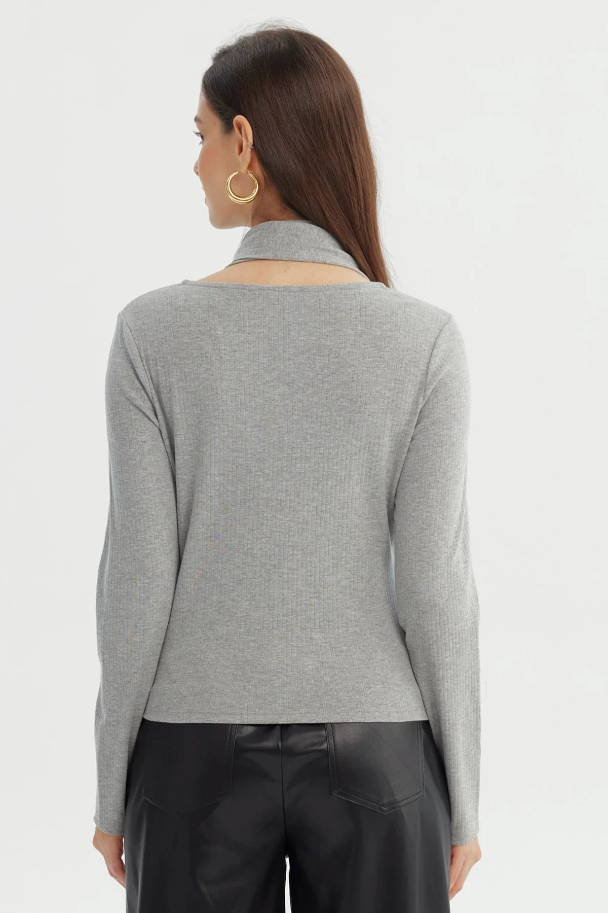 Polera Mujer Slim Gris Melange - Image 3