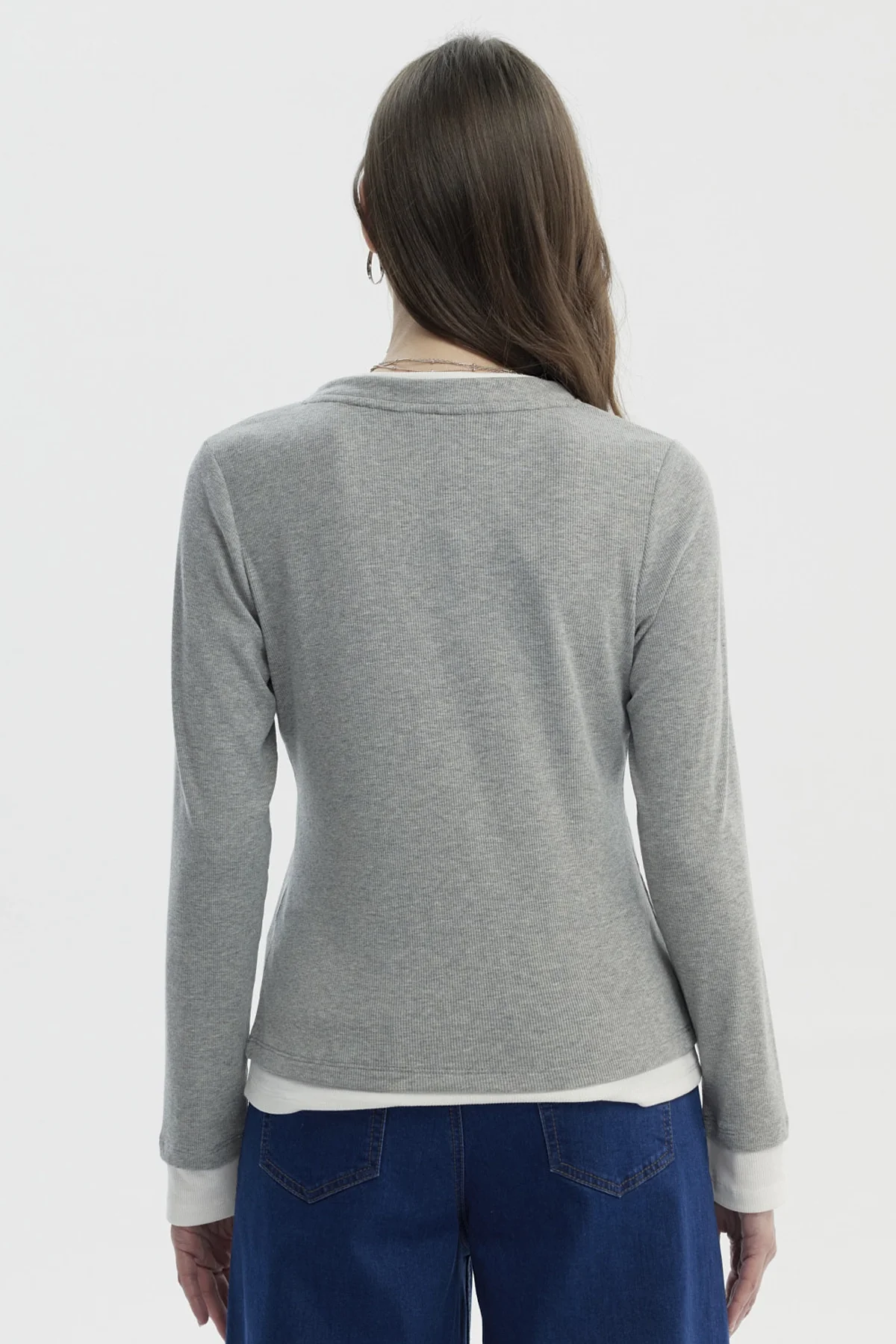 Polera Mujer Slim Gris Melange - Image 3