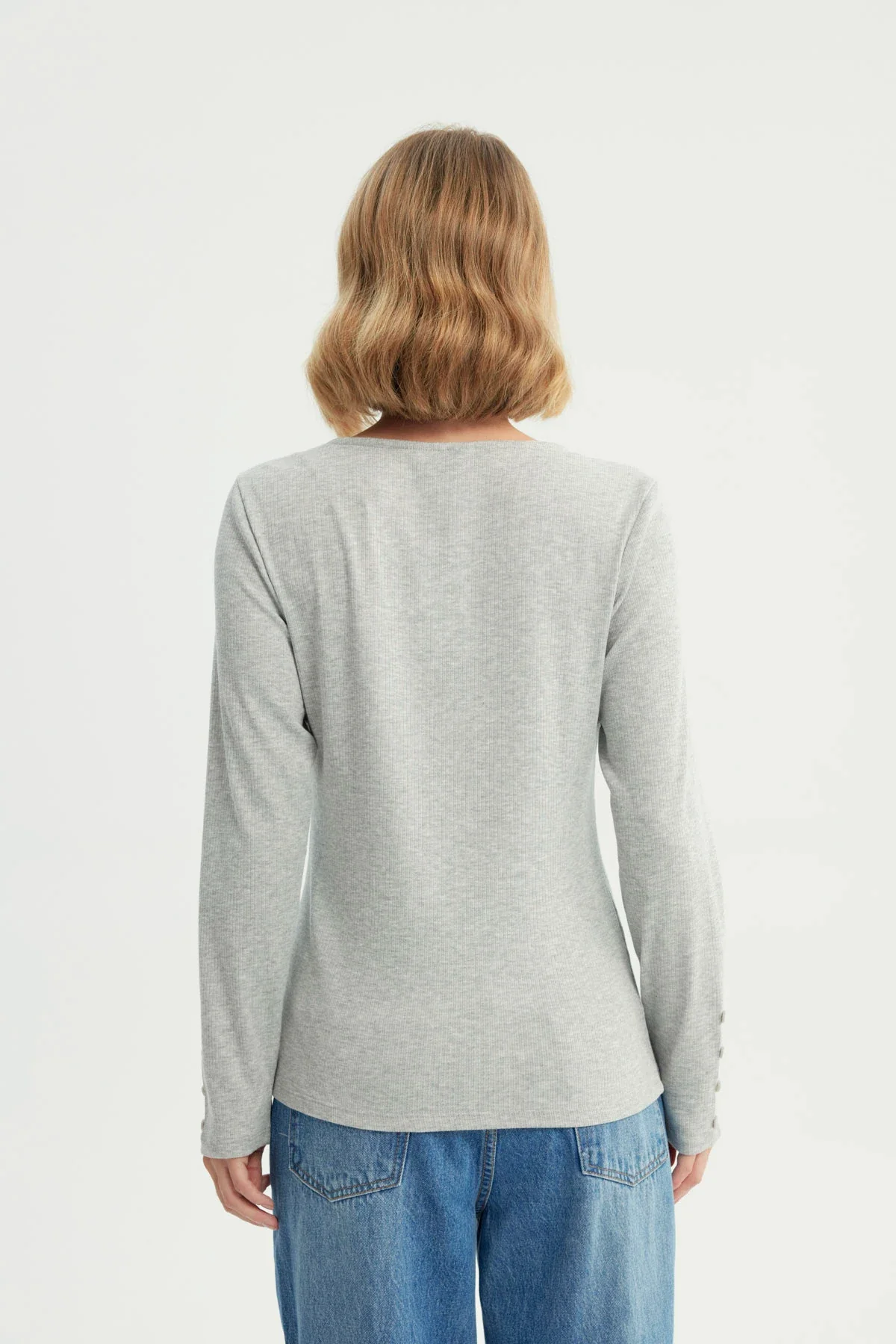 Polera Mujer Slim Gris Melange - Image 3
