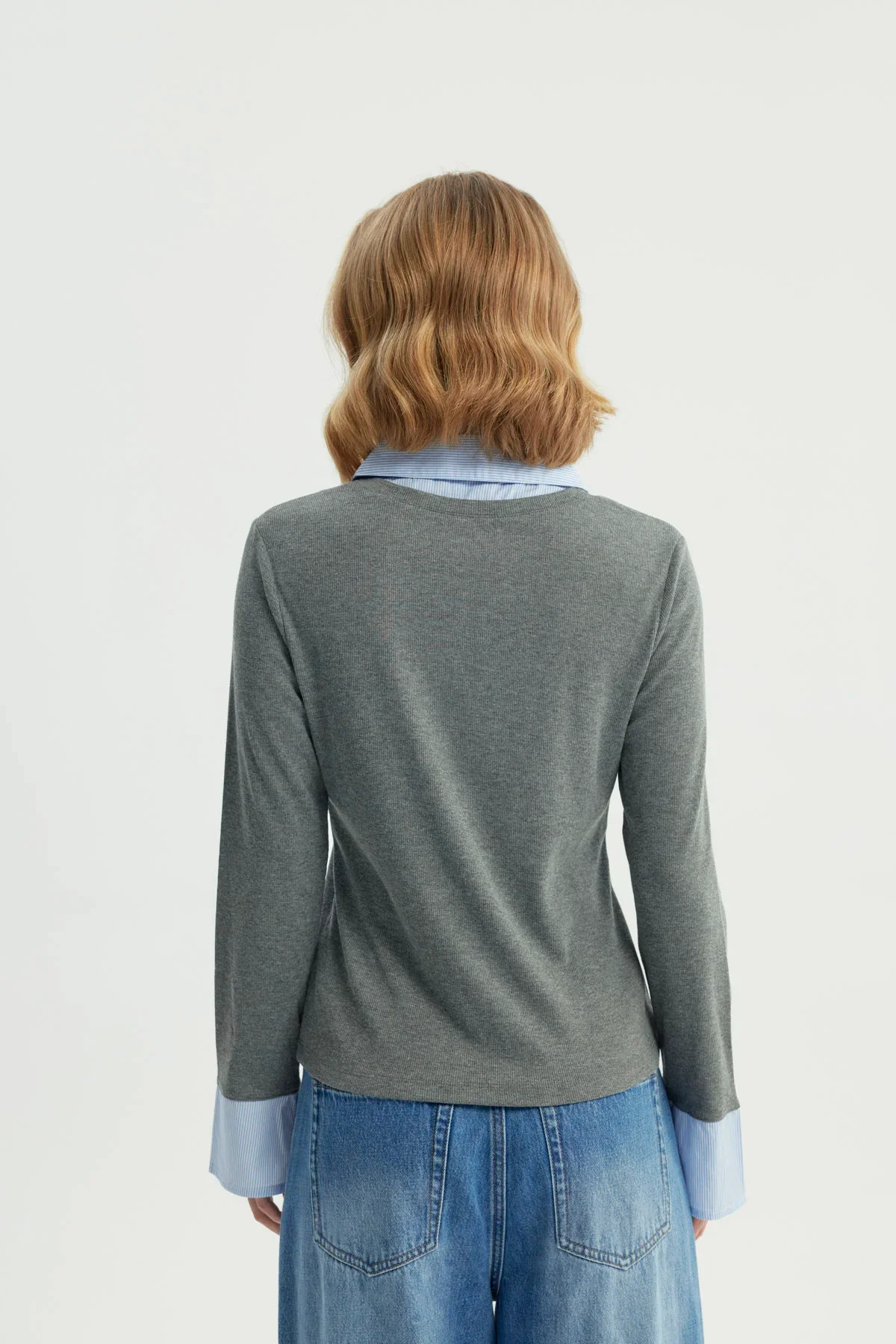Polera Mujer Slim Gris Melange - Image 3