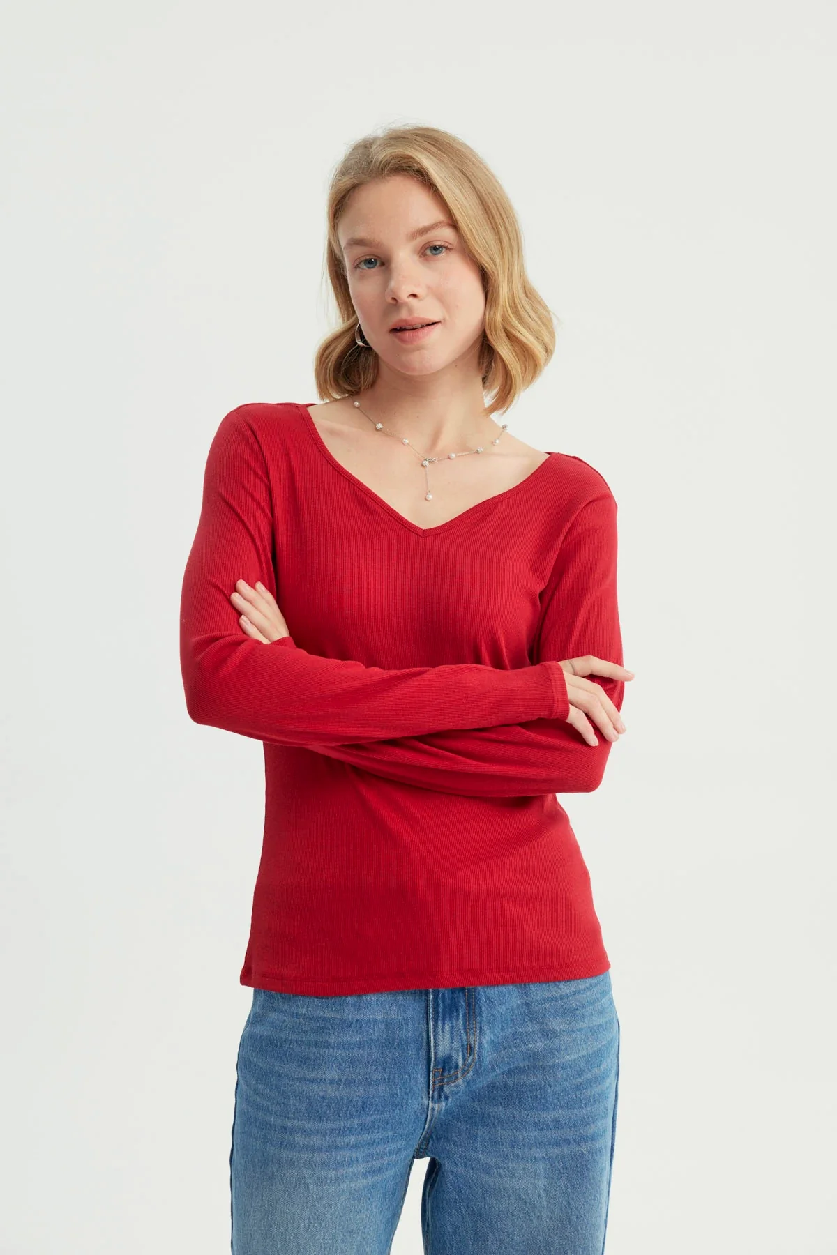 Polera Mujer Slim Rojo