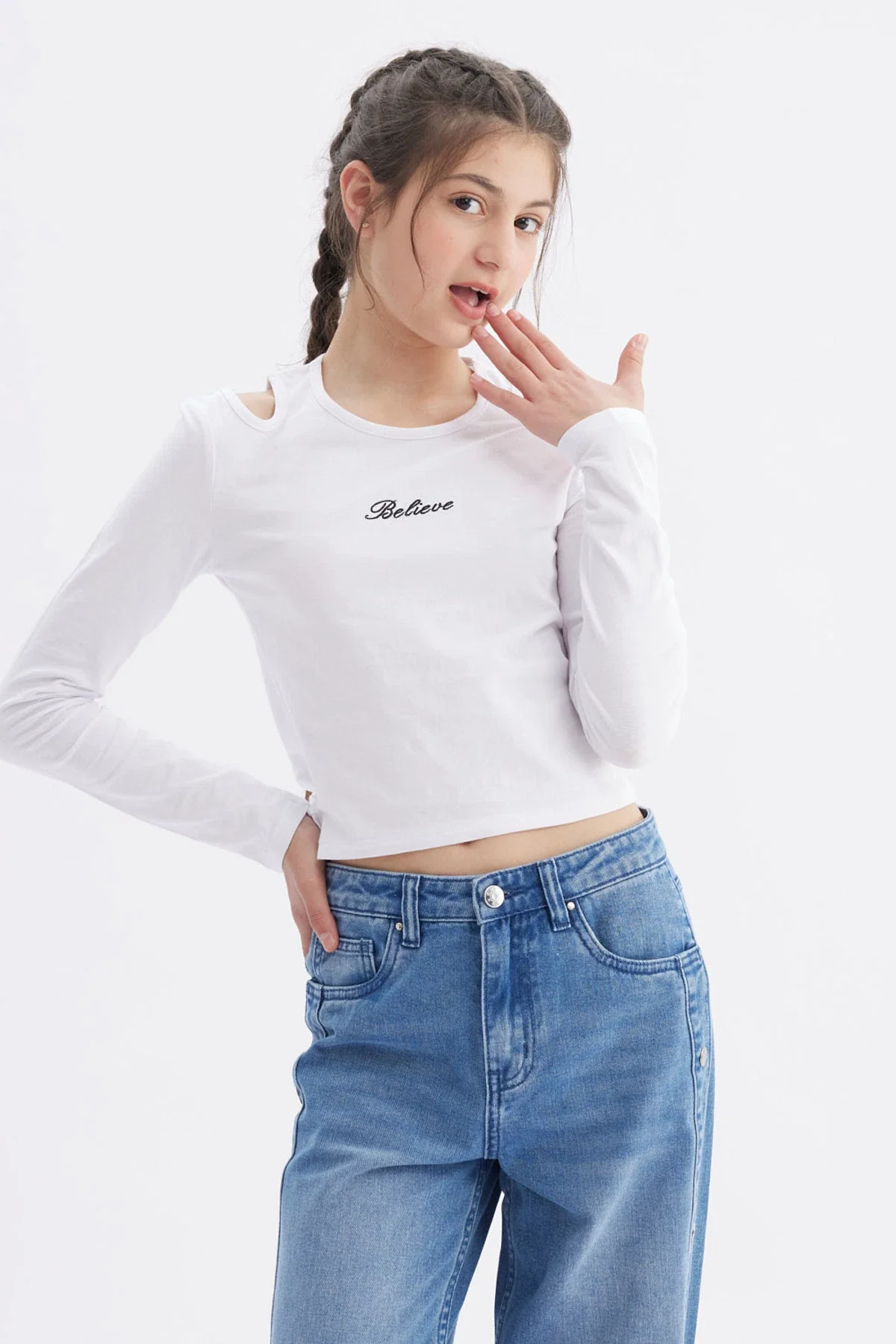 Polera Niña Aberturas Blanco