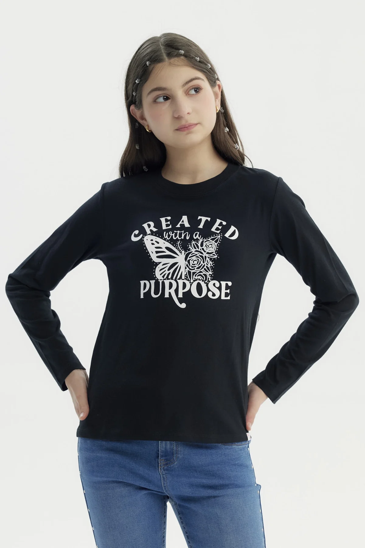 Polera Niña Básica Teen Negro