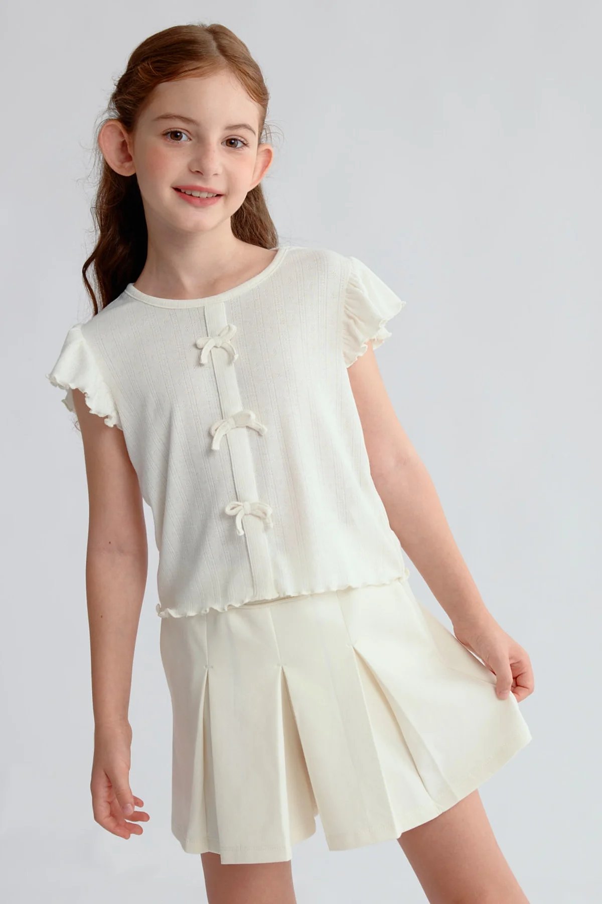 Polera Niña Con Lazos Beige