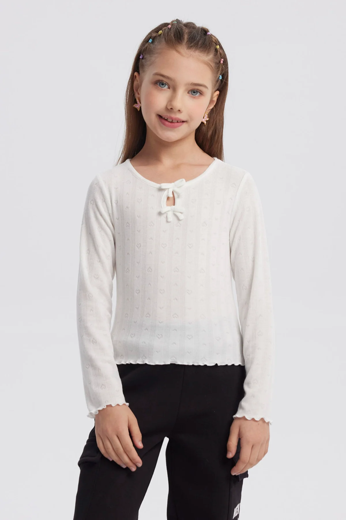 Polera Niña Lazos Crudo