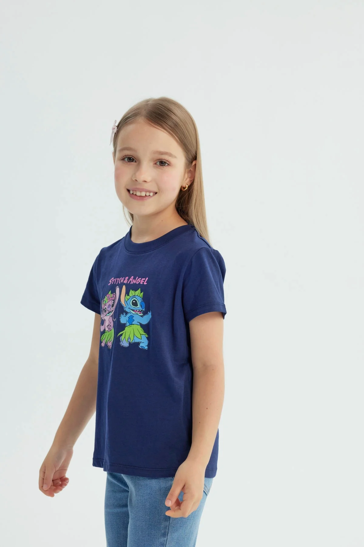 Polera Niña Lilo And Stitch Azul Marino - Image 2