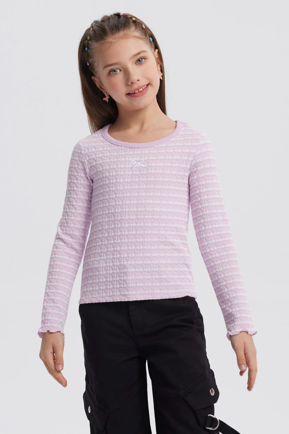 Polera Niña Rayas Lila