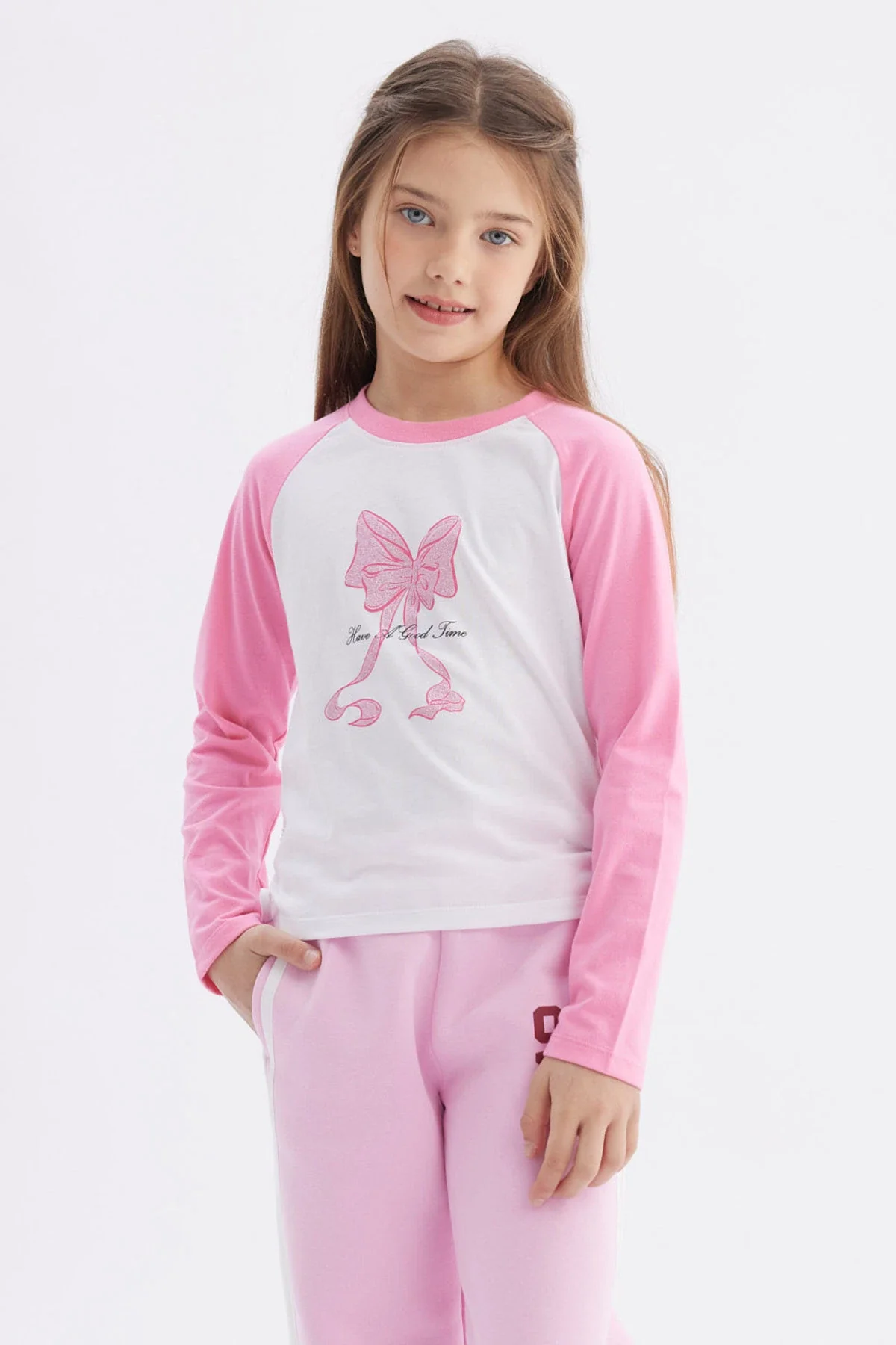 Polera Niña Recogido Costado Rosado