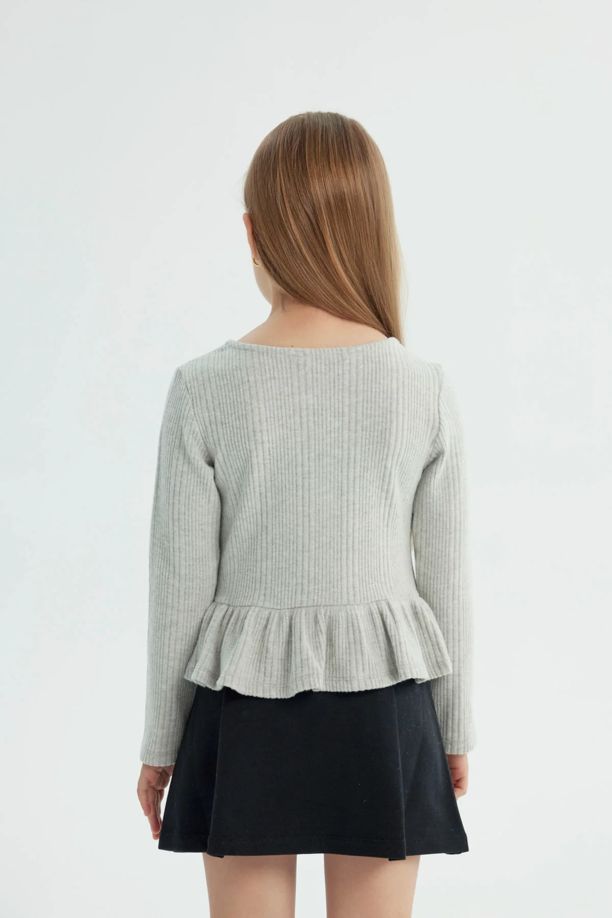 Polera Niña Regular Gris Melange - Image 3