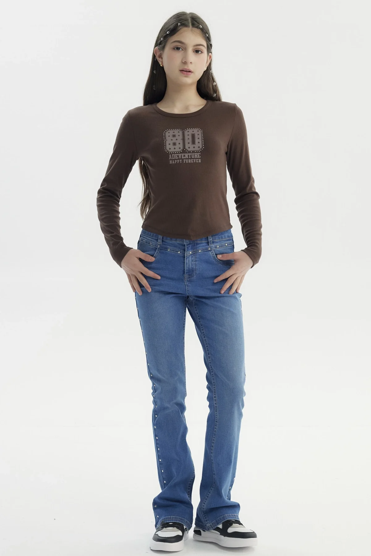 Polera Niña Slim Café - Image 4