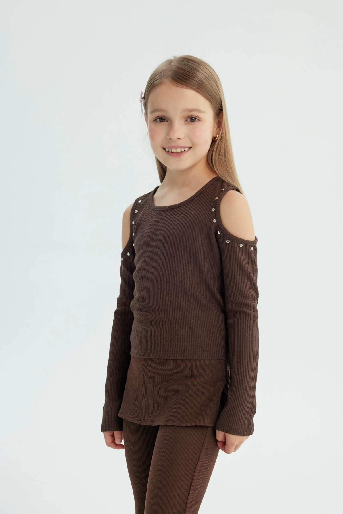 Polera Niña Slim Café - Image 2