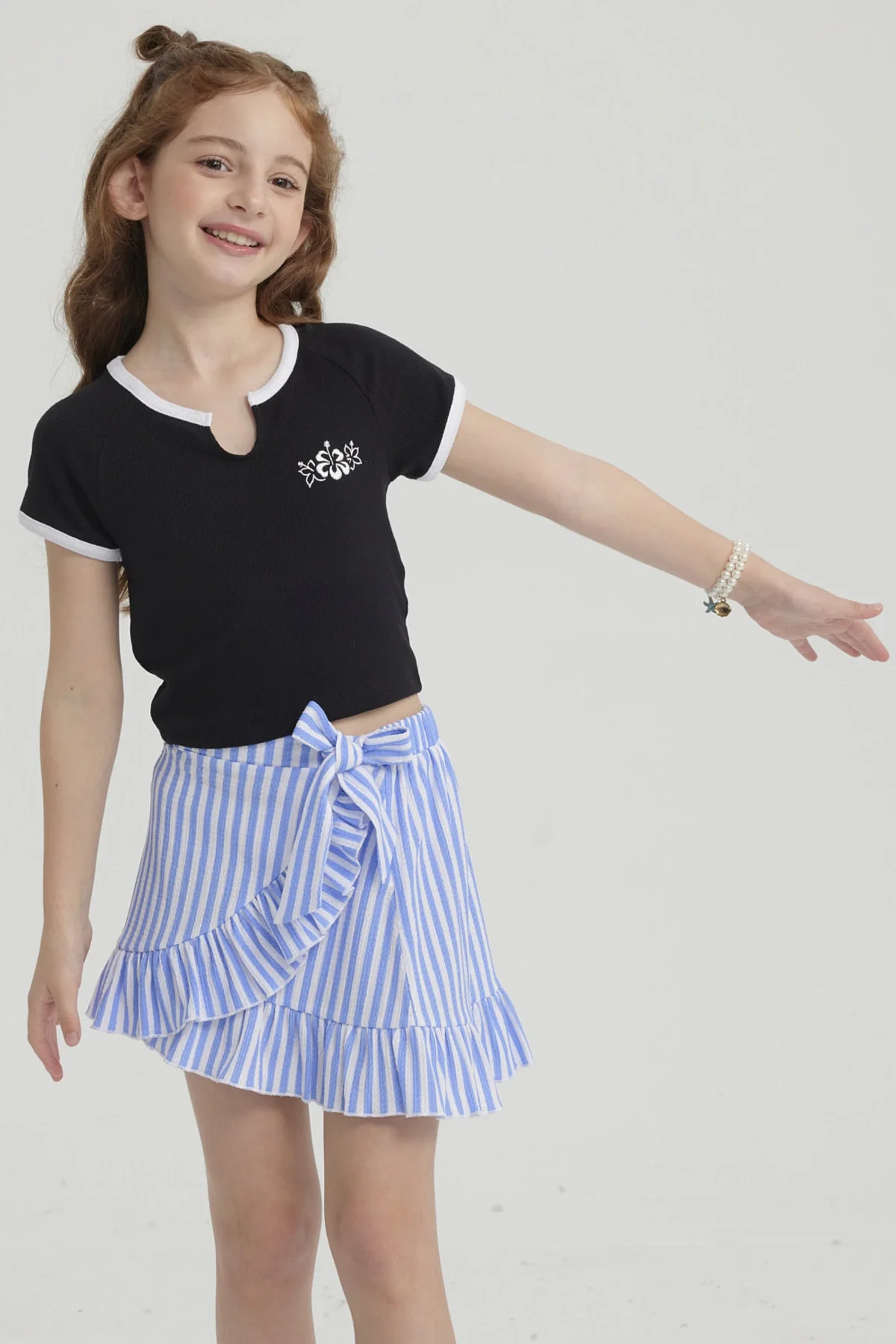 Polera Niña Summer Contraste Negro