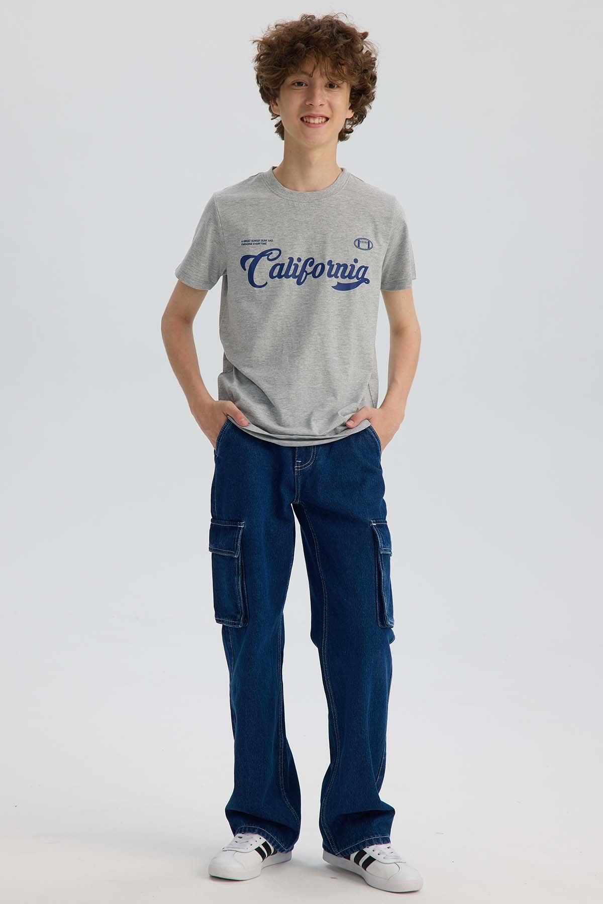 Polera Niño Básica Estampada Gris Melange - Image 4