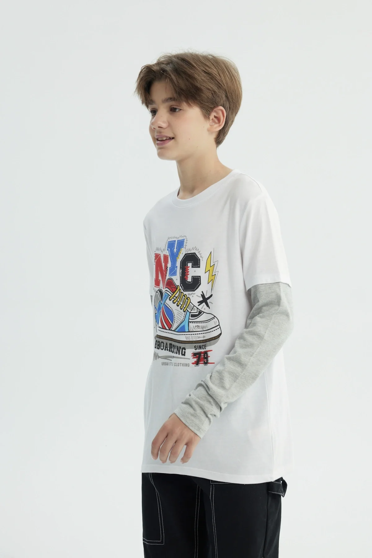 Polera Niño Básica Print Blanco - Image 2