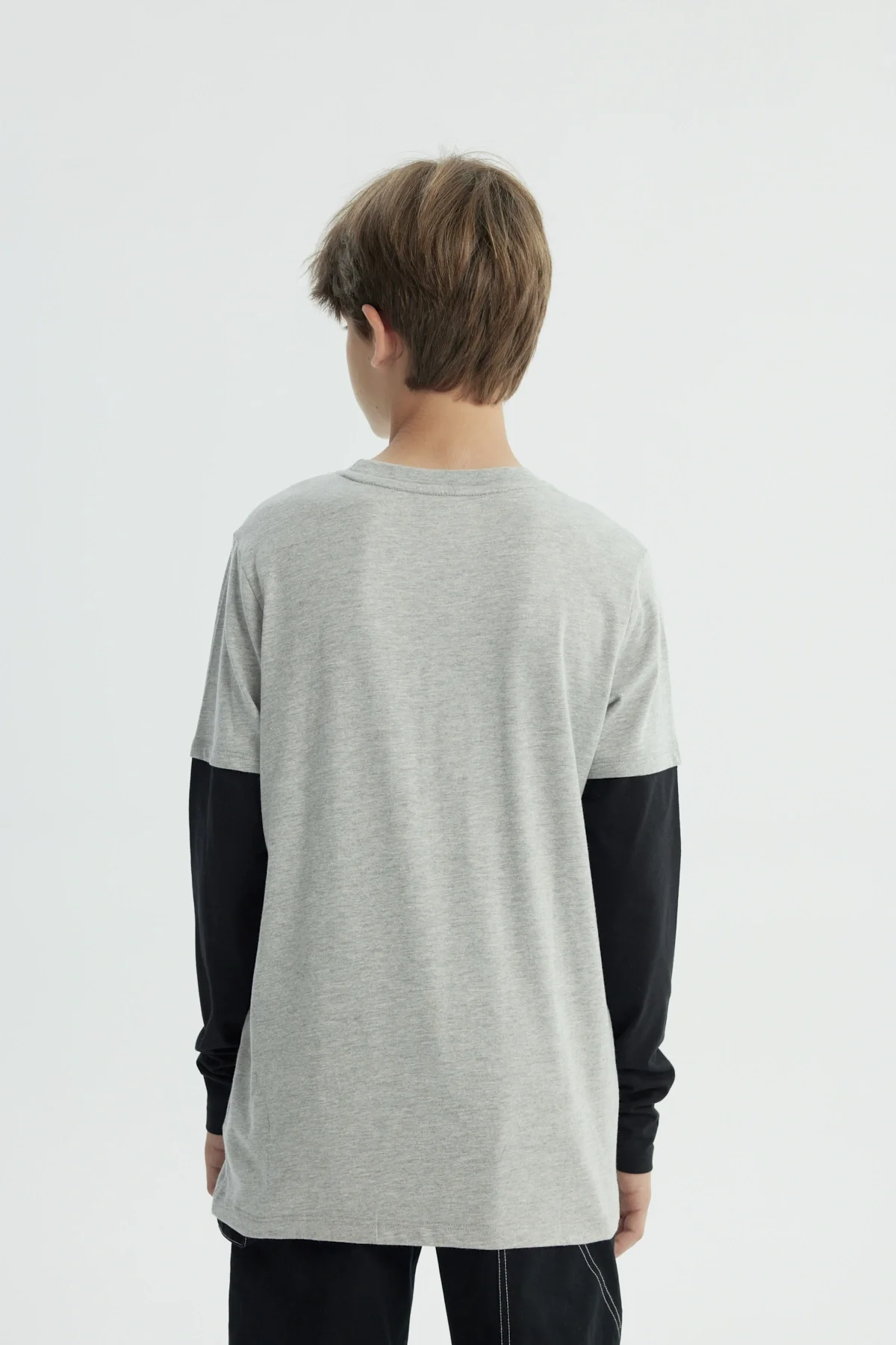 Polera Niño Básica Print Gris Melange - Image 3