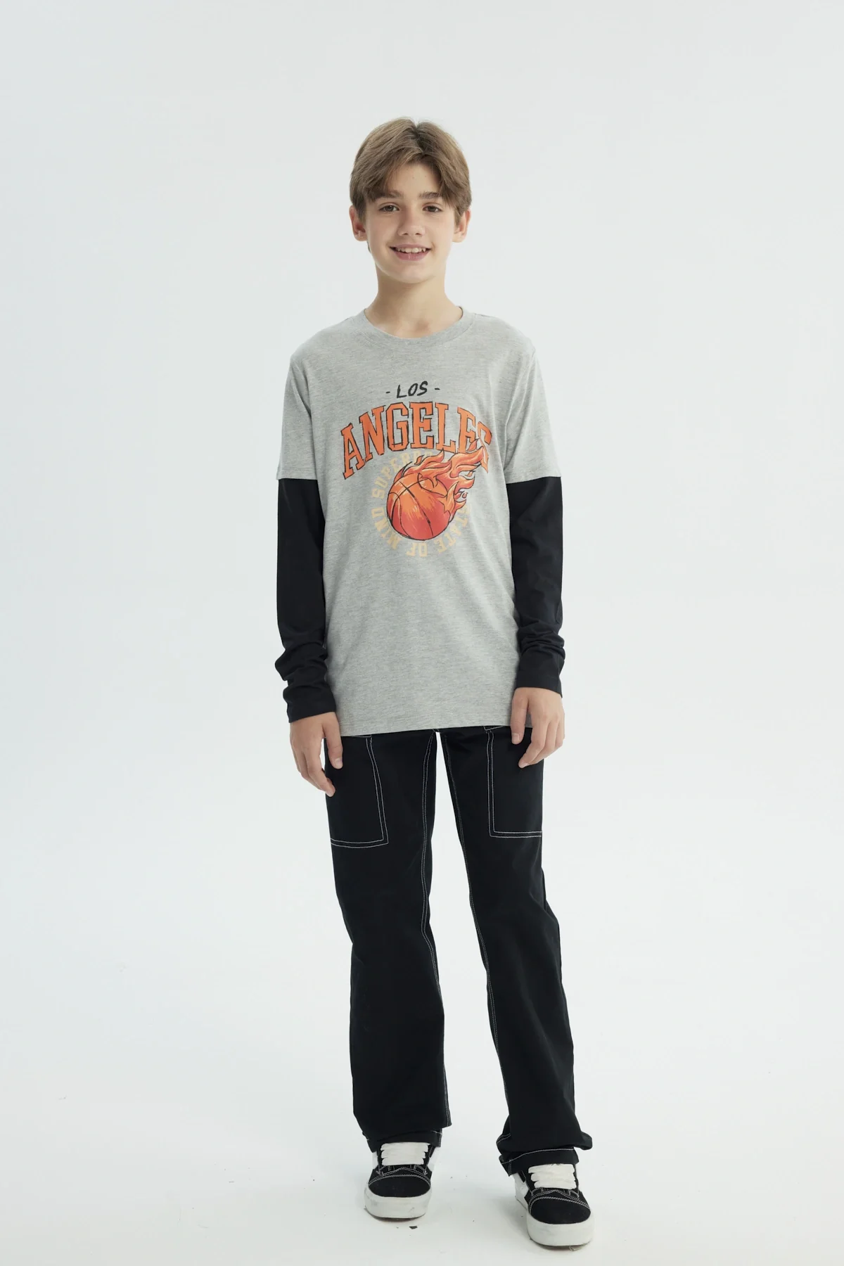Polera Niño Básica Print Gris Melange - Image 4