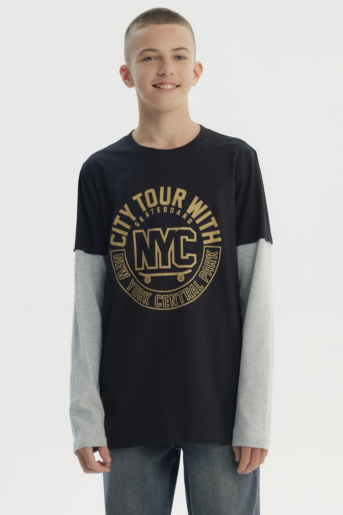 Polera Niño Básica Print Negro