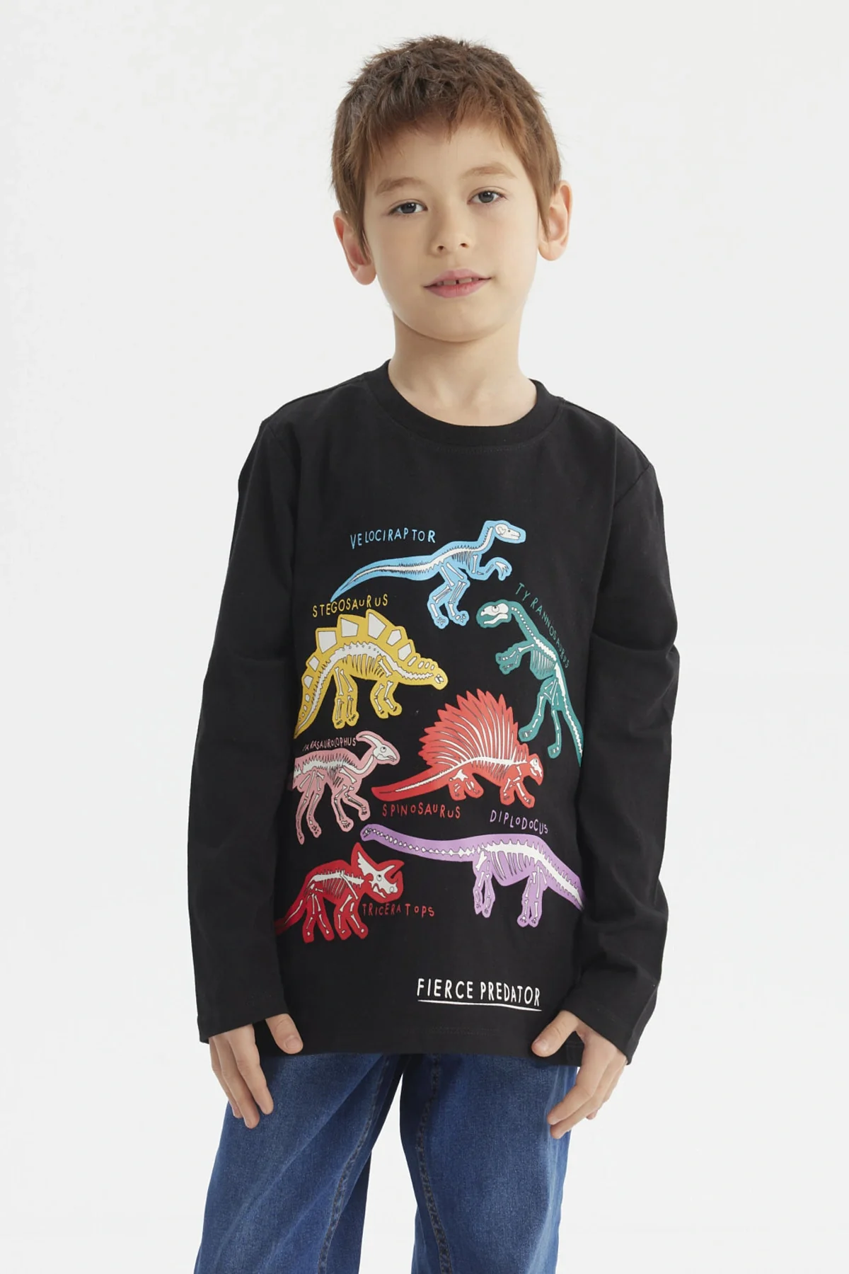 Polera Niño Fosforecente Negro